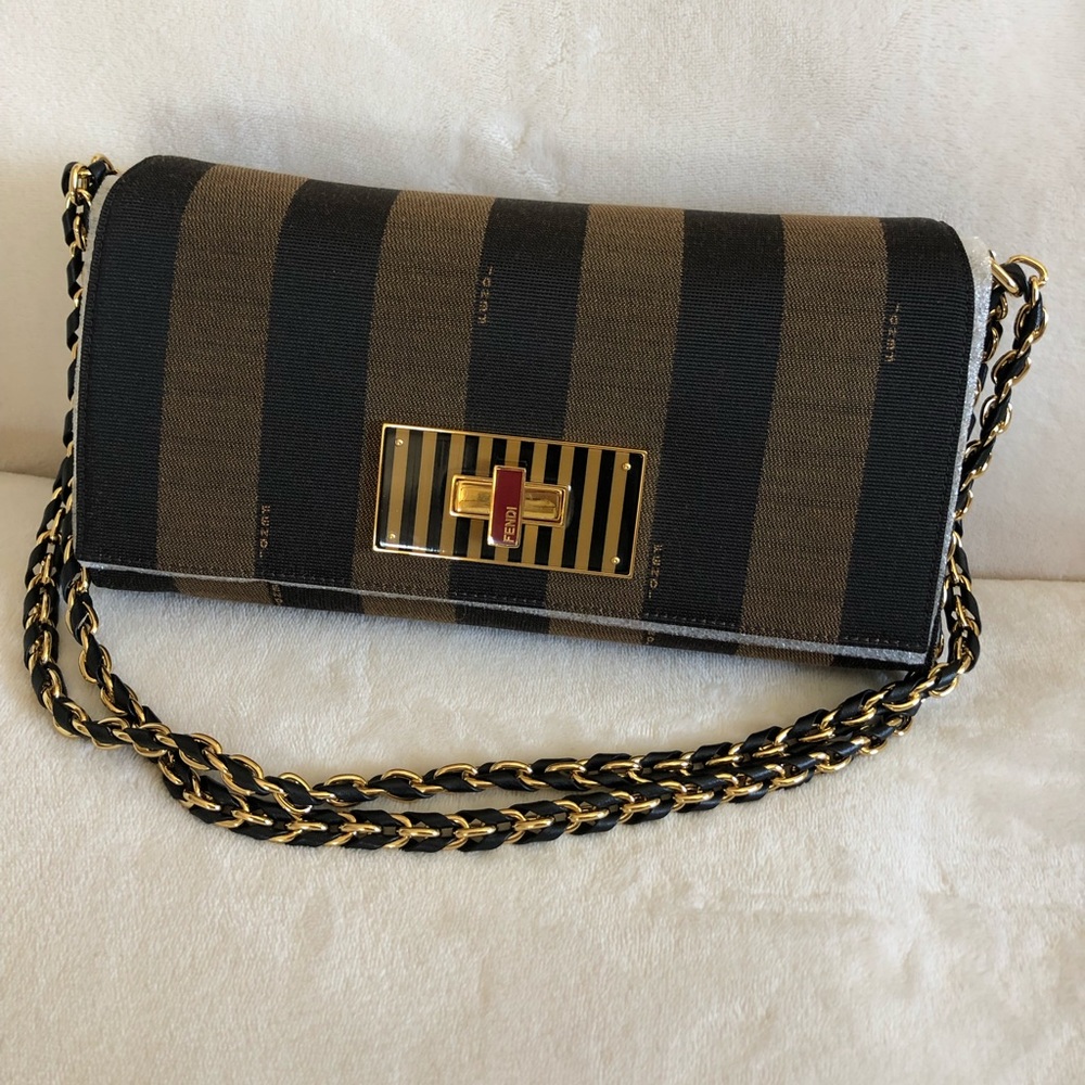 Claudia Vintage Striped Black and Gold Canvas bag